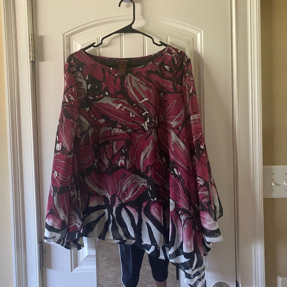 Multiples Zebra Striped Purple Top